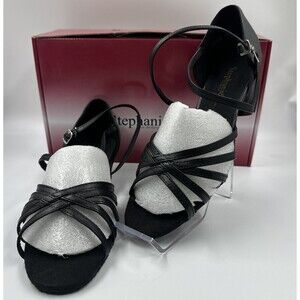 Stephanie Women Leather Black Ballroom Dance Shoes Heels Sz 9 Style16003-11X